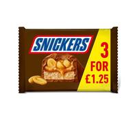 Snickers Caramel, Nougat, Peanuts & Milk Chocolate Bars Multipack ?1.25 PMP 3x41.7g