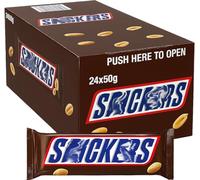 Snickers Caramel Peanut Chocolate Bars 50g - Packs of 24, Delicious Chocolate, Caramel & Peanuts (4 Box (96 Bars x 50g), Snickers)