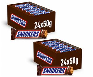 Snickers Chocolate Bars 48 x 50g Full Box Peanut Caramel Nougat