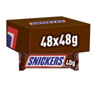 Snickers Chocolate Bars, Caramel, Peanuts & Milk Chocolate Bulk Box, 48 x 48g, Ideal for Gift, Snacks or Hamper