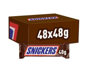 Snickers Chocolate Bars, Caramel, Peanuts & Milk Chocolate Bulk Box, 48 x 48g, Ideal for Gift, Snacks or Hamper