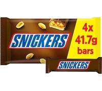 Snickers Chocolate Bars, Caramel, Peanuts & Milk Chocolate Multipack, 4 x 41.7g, Ideal for Gift, Snacks or Hamper