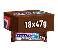Snickers Chocolate Protein Bars, Peanut Butter, Bulk Box, 18 x 47g