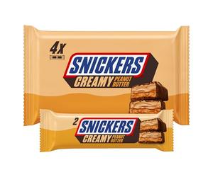 Snickers Creamy Peanut Butter Milk Chocolate Snack Treats Multipack 146g | Milk Chocolate Peanut Butter Sweets, Crunchy Chocolate Sweets, Perfect For Daily Snacks, Delicious Family Dessert Treats Bar