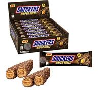 Snickers Crispy Wafer Rolls 12 x 24g - Milk Chocolate-Coated Wafers with Peanut Flavored Cream & Caramel Crunch Topping - Irresistible Imported Treat - Perfect Sharing, Snacking & Indulgence