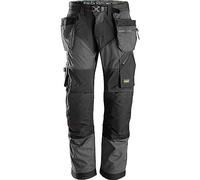 Snickers 6902 FlexiWork Work Trousers+ Holster Pockets Steel Grey/Blac 47" 32"