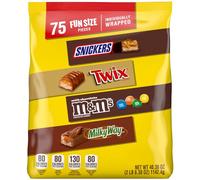 Snickers, M&M's Milk Chocolate, Milky Way and Twix, Fun Size, Chocolate Assortment Pack, 75 Count