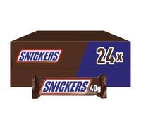 Snickers Peanut & Caramel Milk Chocolate Bars, Bulk Chocolate Box of 24 x 40g Milk Chcocolate Bars Packed with Peanuts, Caramel & Nougat, Ideal for Snacking for Your Home Pantry & Busy Lifestyle