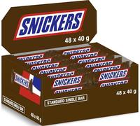 Snickers Chocolate Bars Bulk Box 48 x 40g, Bars of Milk Chocolate with Caramel & Peanut Nougat Centre, Milk Chcocolate Treats for, Movie Night, Snacks, Pantry Filler, Sweet and Salty Chocolate Gift.