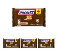 Snickers Peanut Chocolate Bars Multipack, 4 x 40g Bars with Caramel & Nougat, Chocolate Gift Box for Sharing Snacks, Movie Nights & Office Treats (Pack of 4)