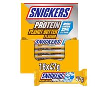 Snickers Protein Peanut Butter Chocolate Bar, 18x47g | Peanut Butter Chocolate Bars, High Protein, Sweet Gym Snack, Perfect For Post Work out, Energy & Pre Workout Supplements