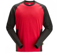 Snickers SN2450 Two-Col Long Slv T-Shirt Chilli Red/Black 3XL Chest Si 3XL
