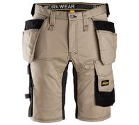 SNICKERS WORK SHORTS ALLROUNDWORK 6141 STRETCH HOLSTER POCKETS - KHAKI / BLACK