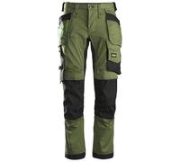 Snickers Workwear Allround Work Craftsman s Pants, 6241, Stretch Workwear Pants with Holster Pockets and Slim fit Legs, Khaki Green/Black, 38W / 34L