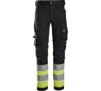 Snickers Workwear High-Vis Stretch Arbeitshose Klasse 1 Schwarz/High-Vis Gelb