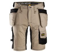 Snickers 6141 Mens Allround Work Stretch Slim Fit Holster Pockets Shorts Khaki / Black 31"