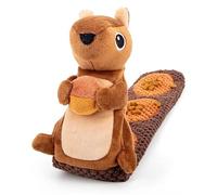 SNIFF-N-SQUEAK TOYS Interactive Plush Squirrel Dog Toy with Treat Dispenser, Brown, Nutty Forager Design