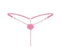 Sniff Rose Women' Pearl T-Back G-String Embroidery Rose Flowers Beaded Thong Panty Underwear Sexy Micro Underpant Knickers Tangas Briefs (UK, Alpha, One Size, Regular, Regular, Pink)