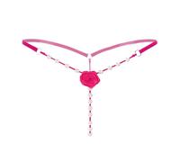 Sniff Rose Women' Pearl T-Back G-String Embroidery Rose Flowers Beaded Thong Panty Underwear Sexy Micro Underpant Knickers Tangas Briefs (UK, Alpha, One Size, Regular, Regular, Hot Pink)