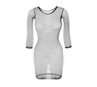 Sniff Rose Women's Fishnet Lingerie Mesh Cut-Out Bodycon Dress Hollow Out Bodysuits Full Slips Skirt Teddy Babydolls Chemise Sleepwear (Black)