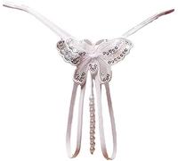 Sniff Rose Women's Sexy Underwear Cut Out Pendant Pearl Beads Embellished Lace Butterfly G-Sting Thong Underpants Knickers Tangas Briefs (UK, Alpha, One Size, Regular, Regular, White)