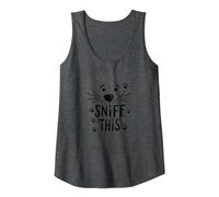 Sniff This: Playful Dog Face Paw Tank Top, Women, Dark Heather Grey, S