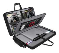 SNIGJAT DDJ FLX10 Case, DJ Controller Case for Pioneer DDJ FLX10/REV7/1000/FLX6, Large Padded DJ Controller Bag with 12 Pockets, Laptop Compartment & Shoulder Strap