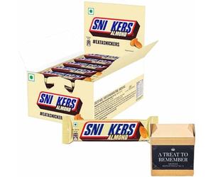 Snikkers Almond Filled Chocolate Bar | Loaded With Delicious & Nutritious Roasted Almonds And Rich Caramel 45g - Pack Of 15