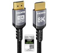 Sniokco 10K 8K HDMI 2.1 Cable 2.5M, Certified 48Gbps Ultra High Speed HDMI® Cable 0.01ms 4K 240Hz 165Hz 120Hz 8K 60Hz eARC Netflix HDCP 2.3 2.2 DTS:X HDR10+ TV Monitor Projector Roku Sky-Q