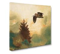 Snipe Bird by Bruno Liljefors Canvas Print | Gallery Wrapped 30mm Frame Wall Art | 14x14 inches | Ready to Hang | Modern Animals Picture | Living Room Bedroom Lounge Office