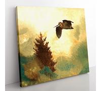 Snipe Bird by Bruno Liljefors Classic Painting Canvas Wall Art Print Ready to Hang, Framed Picture for Living Room Bedroom Home Office Décor, 50x50 cm (20x20 Inch)