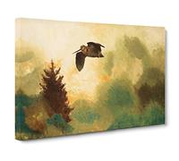 Snipe Bird By Bruno Liljefors Classic Painting Canvas Wall Art Print Ready to Hang, Framed Picture for Living Room Bedroom Home Office Décor, 24x16 Inch (60x40 cm)