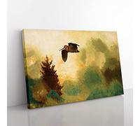 Snipe Bird By Bruno Liljefors Classic Painting Canvas Wall Art Print Ready to Hang, Framed Picture for Living Room Bedroom Home Office Décor, 76x50 cm (30x20 Inch)