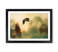 Snipe Bird by Bruno Liljefors Framed Print | A2 Black Framed Wall Art | Ready to Hang | Modern Nature Picture | Living Room Bedroom Lounge Office