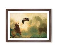 Snipe Bird by Bruno Liljefors Framed Print | A2 Walnut Framed Wall Art | Ready to Hang | Modern Nature Picture | Living Room Bedroom Lounge Office