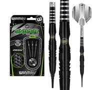 WINMAU Sniper Black 18 Gram Barrel / 20 Gram Full Weight Professional Tungsten Darts Set with Flights and Stems (Shafts)