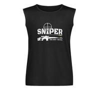 Sniper One Shot One Kill Army Unisex Sleeveless T-Shirt Vests Top Black Mens Tank Tee M