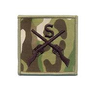 Sniper Qualification Badge - Crossed Rifles with S - Black on MTP/Multicam