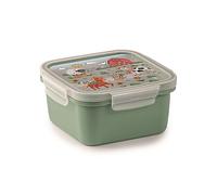 Snips 010083 Ddecoro Farm Square Children's Lunch Box | Food Container | 4 Safety Locks | 0.80 litres | 15 x 15 x 7.5 cm | Made in Italy | 0% BPA Free, PP + TPE, Green