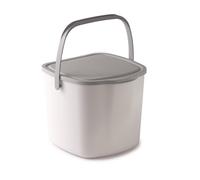 Snips Food Waste Compost Bin with Lid and Handle 3L, Compost Bin for Kitchen, Bin Food Waste for Hanging 20.5 x 18.5 x 16.7, Made in Italy, BPA Free, White