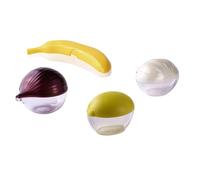 Snips Set of 4 Fridge Food Containers, Lemon Saver, Onion Saver, Garlic Keeper & Banana Guard, Reusable Food Storage Boxes for Fresh Ingredients, Dishwasher Safe, Made in Italy