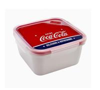 Snips Coca-Cola Square Lunch Box, 1.4 L, Bento Box with 4 Safety Locks, 18 x 18 x 8.5, Made in Italy, 0% Bpa