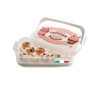 Snips Cupcake Holder 7 Litres White, Cup cake carrier, Holds 14 Cupcakes or Muffins with Tray, 43 x 27,5 x 11, Made in Italy