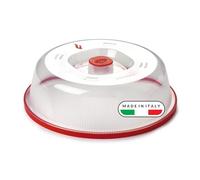 Snips, Microwave Plate Cover, Microwave Cover For Food: 26.2 x 26.2 x 7.6 cm, Microwave Plate Cover , Red and transparent -Made in Italy