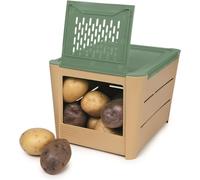 Snips Potato Keeper, 3 KG, 20x25,5x17,5 Cm, Food Stotage Container For Potato and Shallot, Brown adn Green Colour, Made in Italy, Bpa Free