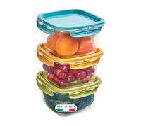 Snips, SnipsLock MIXCOLOR, Set of 3 Food Containers, 3 x 1 LT, Square, 14.7 x 14.7 x 12 cm, Made in Italy