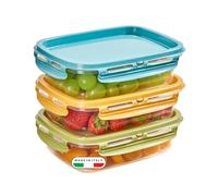 Snips, SnipsLock MIXCOLOR, Set of 3 Food Containers, 3 x 0.60 LT, Rectangular, 18,4 x 13,8 x 8 cm, Made in Italy