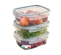 Snips SnipsLock Rectangular Food Storage Containers 1.8 L, Set of 3 - Airtight Leakproof Fridge & Freezer Containers, Microwave Safe (No Lid), 4 Safety Locks, Dishwasher Safe - Made in Italy