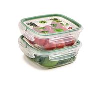Snips - SnipsLock Square - Square Fridge Container - 0,50 litres - Microwave Container, Set 2 pcs. - 4 Safety Locks - 14.7 x 14.7 x 7 cm - Made in Italy - 0% BPA and phthalate free