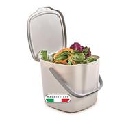 Snips Food Waste Compost Bin with Lid and Handle 3L, Compost Bin for Kitchen, Bin Food Waste for Hanging 20.5 x 18.5 x 16.7, Made in Italy, BPA Free, White
